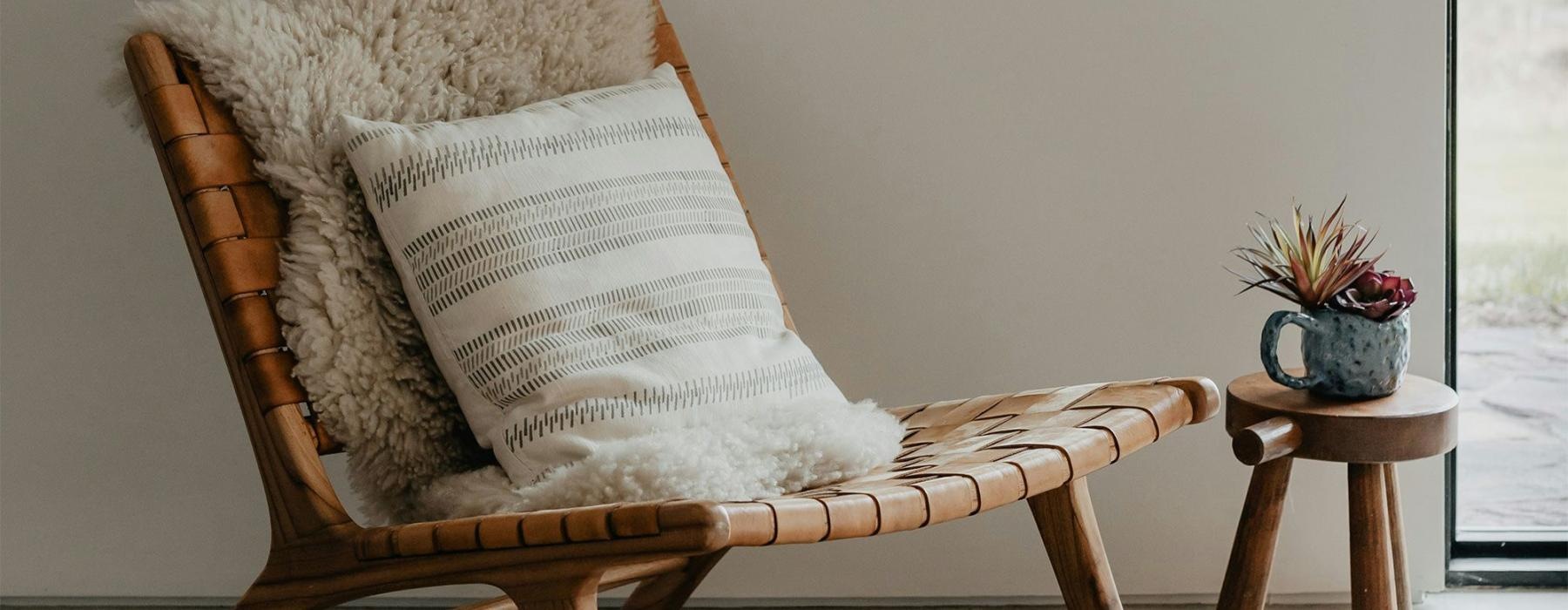 a chair with a pillow